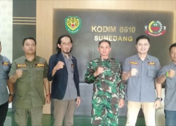 Jurnalis Bela Negara Sambangi Media Center Inisiasi Dandim 0610/Sumedang Letkol Christian Gordon Rambu